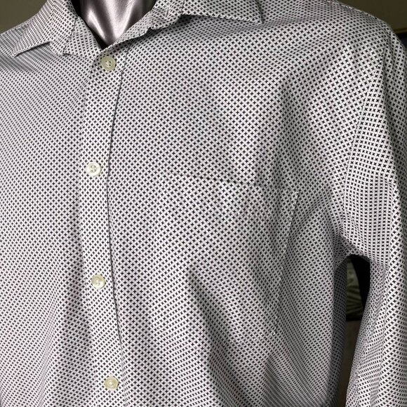 Mens Michael Kors Button Up Dress Shirt Tailored Fit Size L Blue c White Blue c - Picture 3 of 9